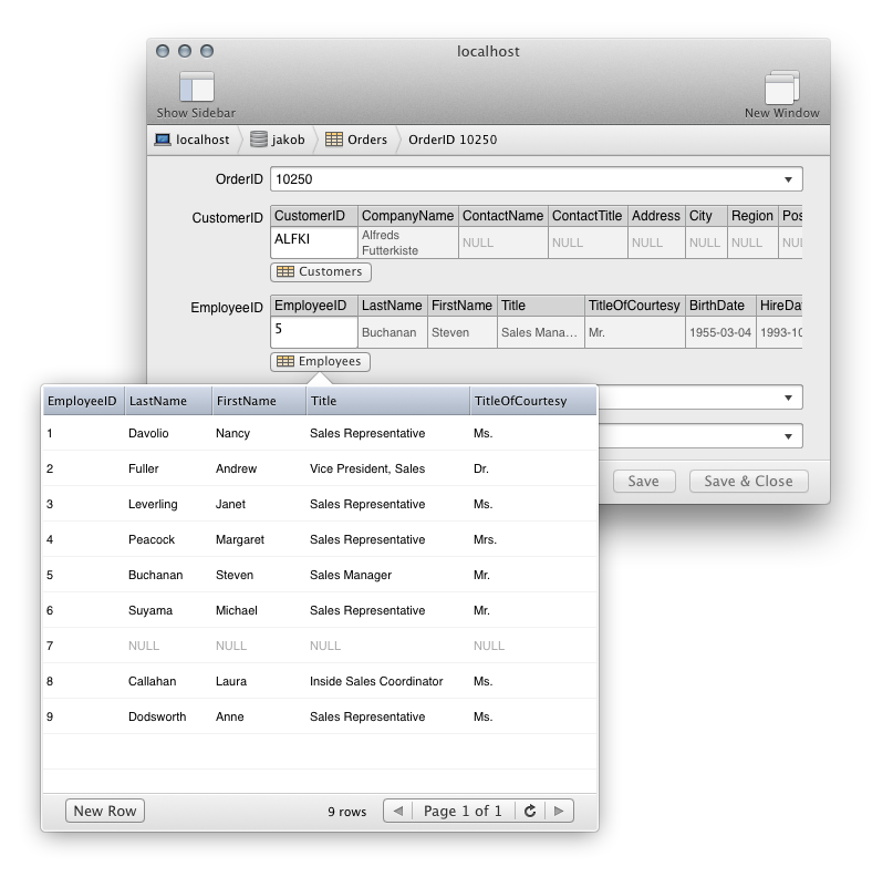 Screenshot of Foreign Key Editor